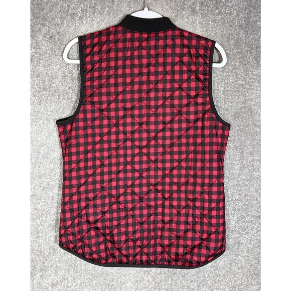 Old Navy Ribbed Collar Quilted Buffalo Plaid Zip Up Vest Womens Size Medium - Picture 2 of 11